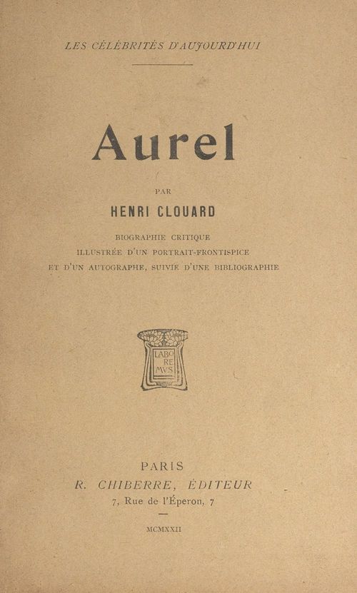 Couverture ebook de Aurel, de Henri Clouard
