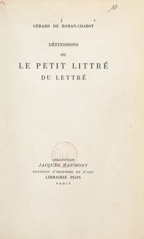 ebook cover of Définissons, by Gerard De Rohan-Chabot