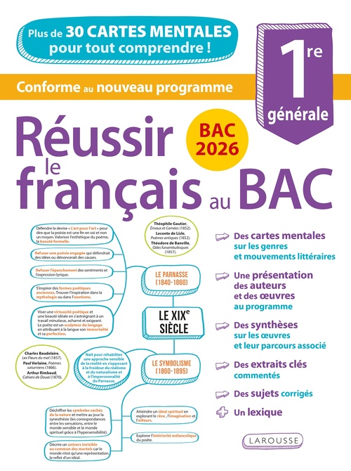 Couverture ebook de Réussir le français au Bac en cartes mentales spécial BAC 2026, de Collectif