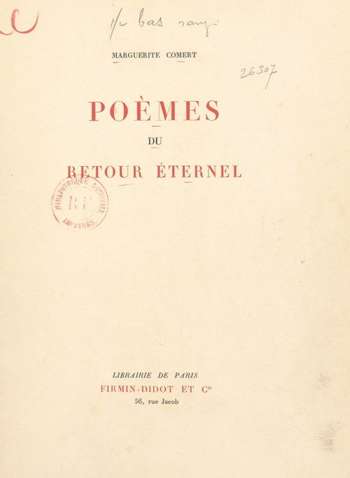 Couverture ebook de Poèmes du retour éternel, de Marguerite Comert