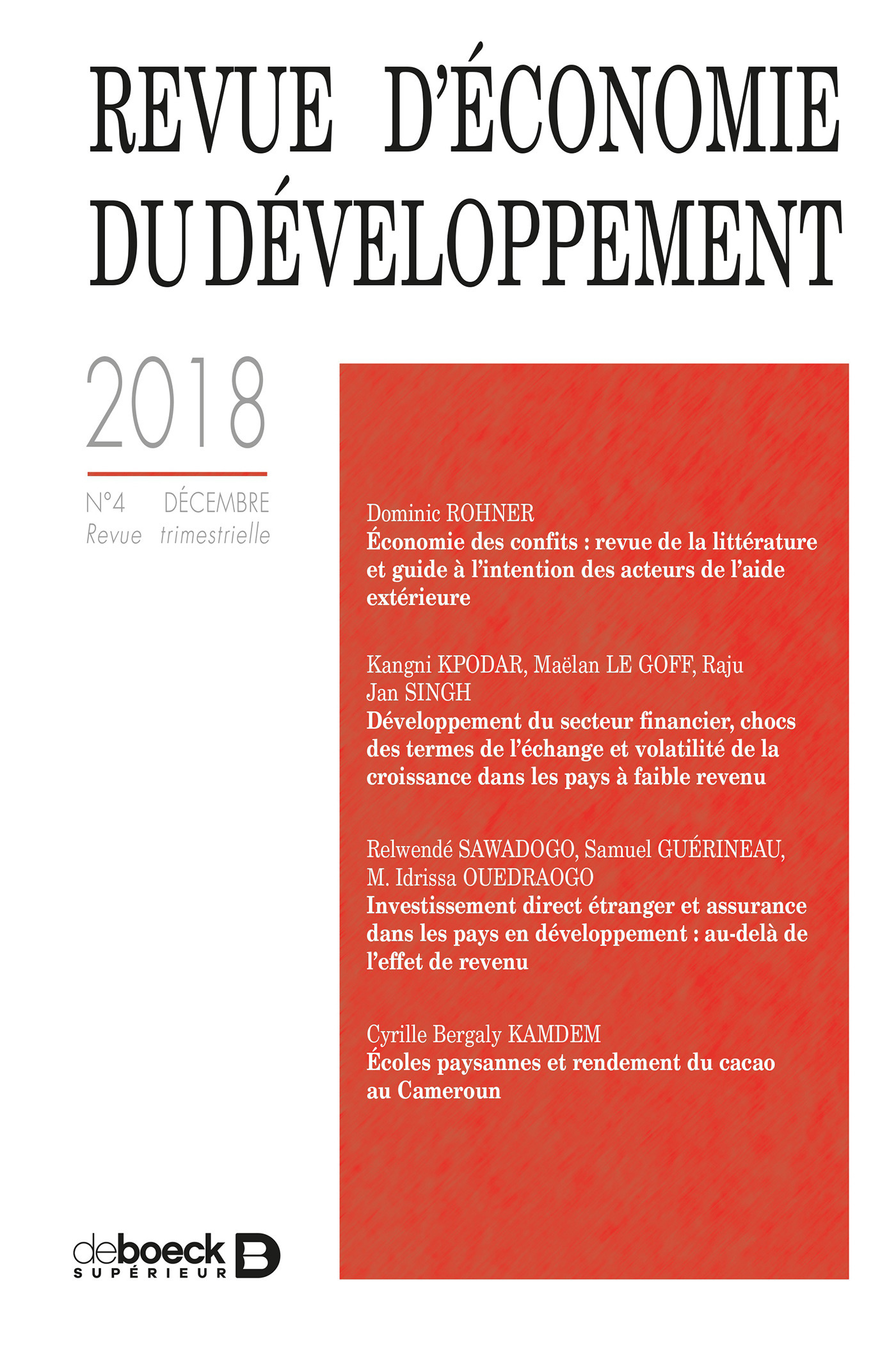 ebook cover of Revue d'économie du développement, by Collectif