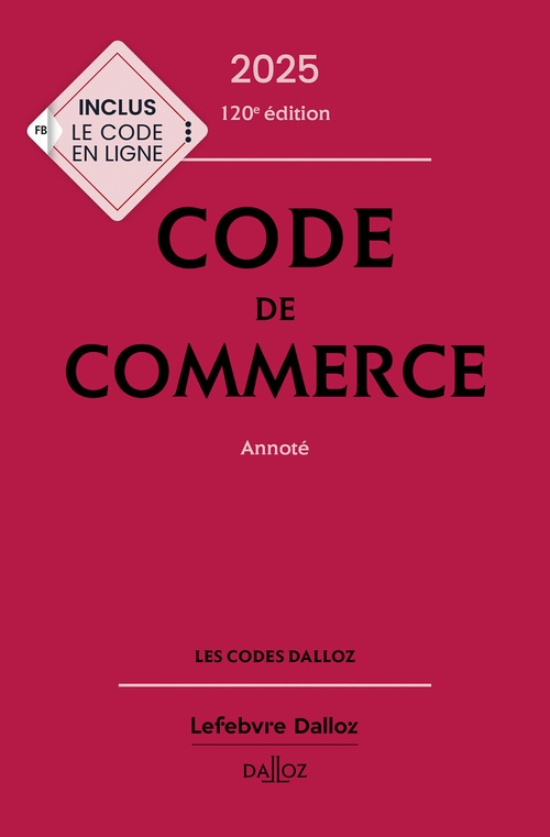 Couverture ebook de Code de commerce 2025 120ed - Annoté, de