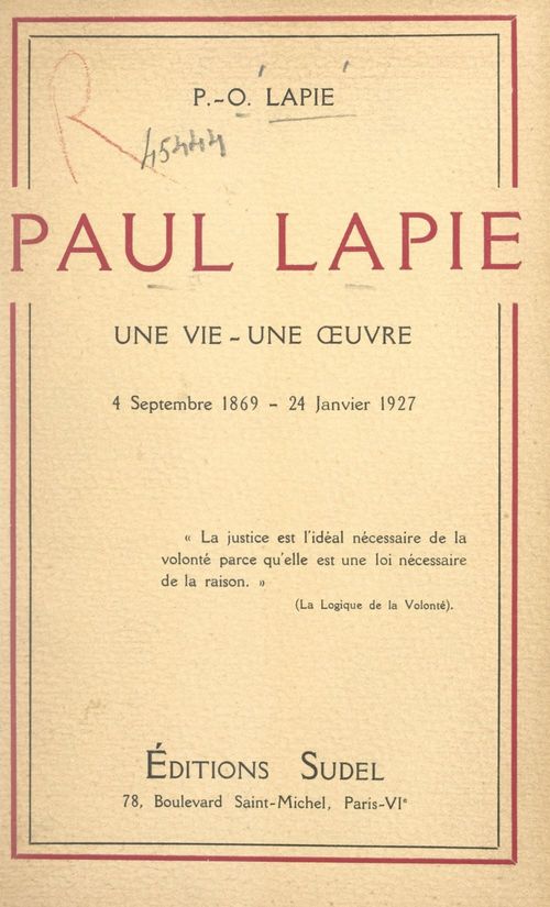 ebook cover of Paul Lapie, by Pierre-Olivier Lapie