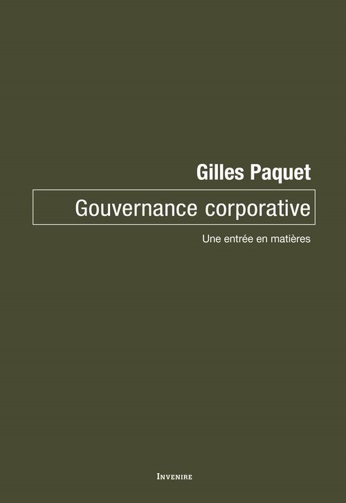 ebook cover of Gouvernance corporative, by Gilles Paquet