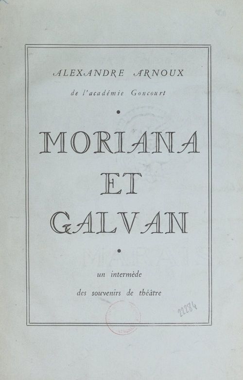 Couverture ebook de Moriana et Galvan, de Alexandre Arnoux