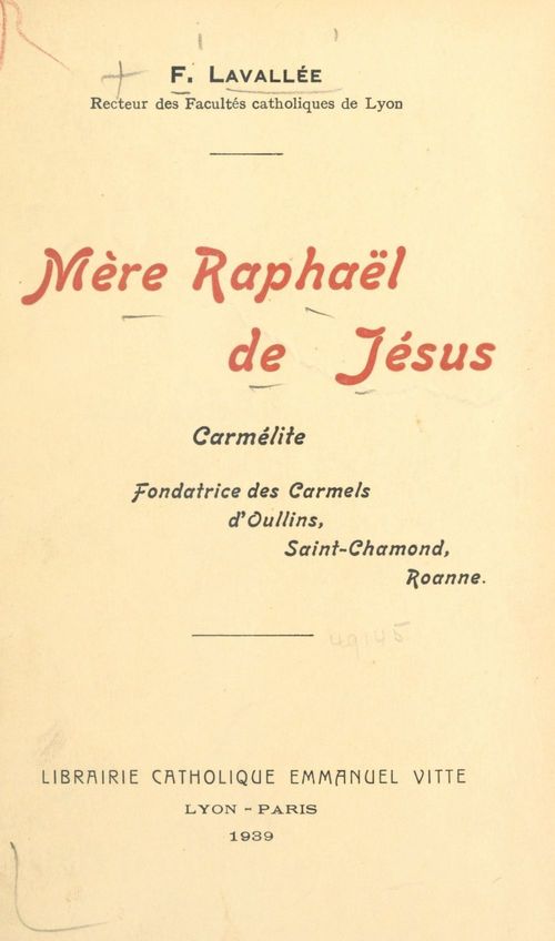 Couverture ebook de Mère Raphaël de Jésus, de Fleury Lavallee