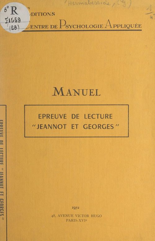 Couverture ebook de Épreuve de lecture Jeannot et Georges, de Genevieve Hermabessiere, Helene Sax