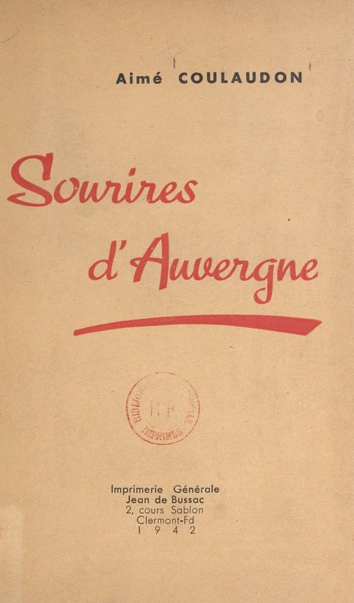 Couverture ebook de Sourires d'Auvergne, de Aime Coulaudon