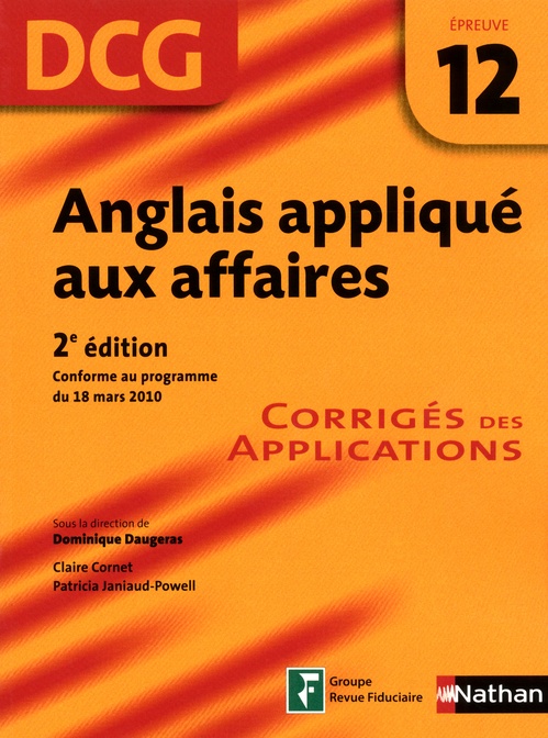 ebook cover of Anglais appliqué aux affaires - épreuve 12- DCG corrigés Format : ePub 2 DCG, by Collectif