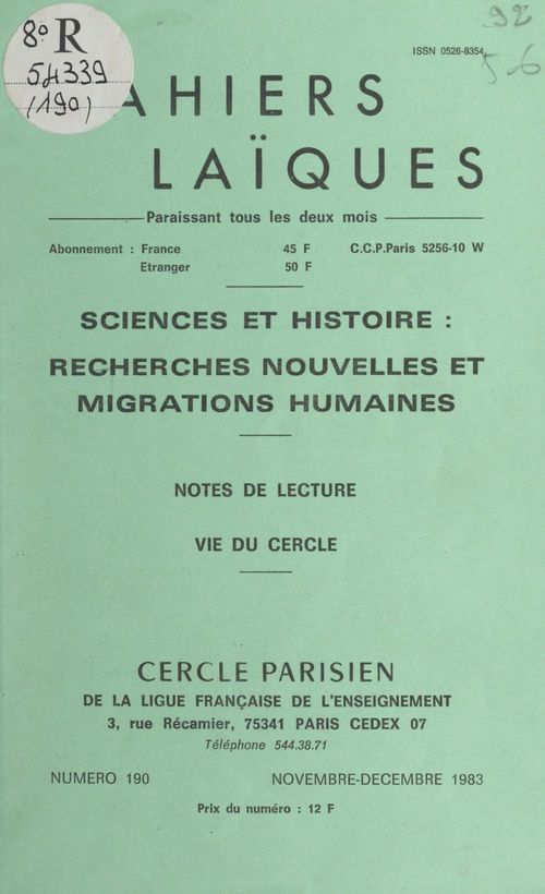 ebook cover of Sciences et Histoire : recherches nouvelles et migrations humaines, by Doru Todericiu