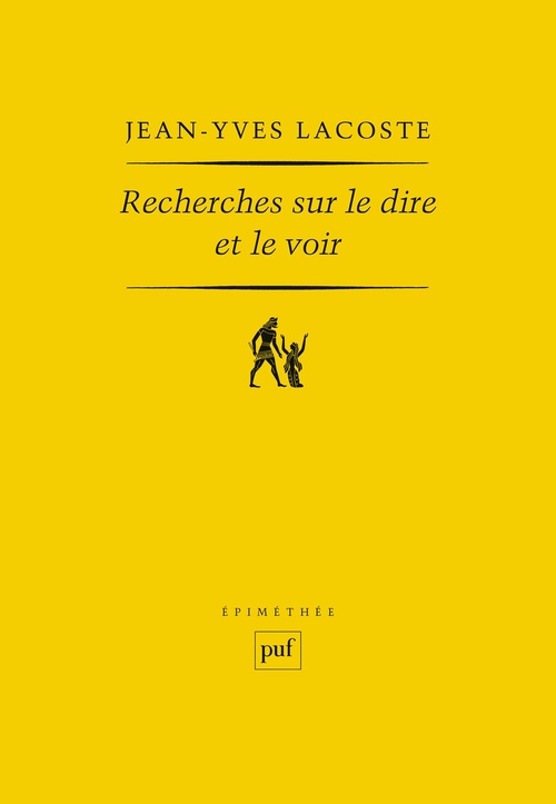 ebook cover of Recherches sur le dire et le voir, by Jean-Yves Lacoste