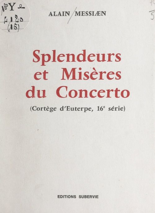 Couverture ebook de Cortège d'Euterpe (16). Splendeurs et misères du concerto, de Alain Messiaen