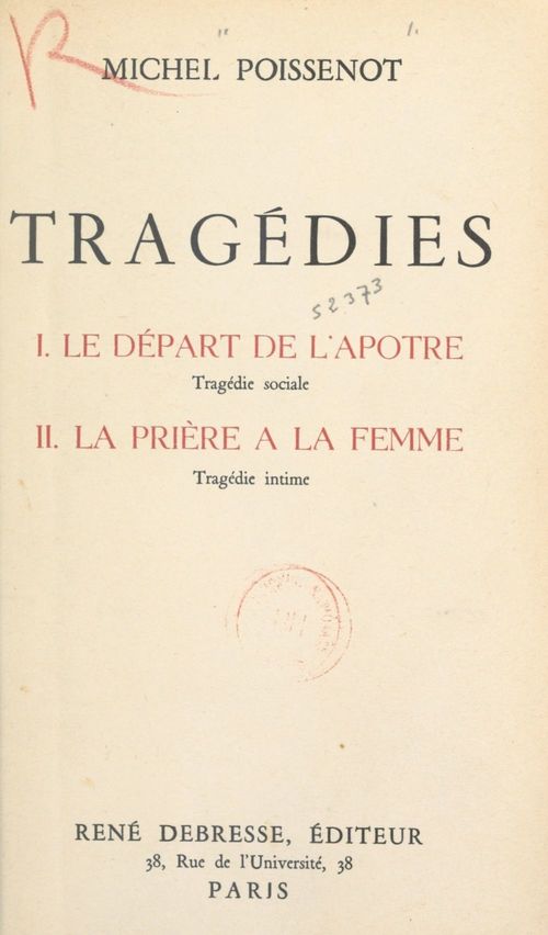 ebook cover of Tragédies, by Michel Poissenot