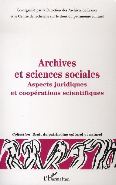 Couverture ebook de Archives et sciences sociales, de Collectif