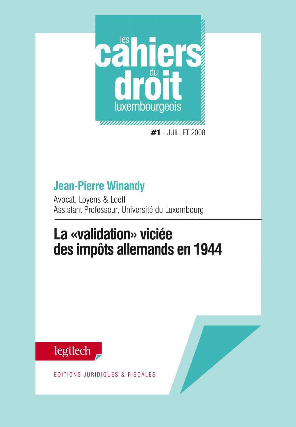 ebook cover of La "validation" viciée des impôts allemands en 1944, by Collectif