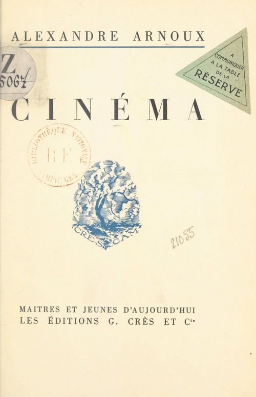 Couverture ebook de Cinéma, de Alexandre Arnoux