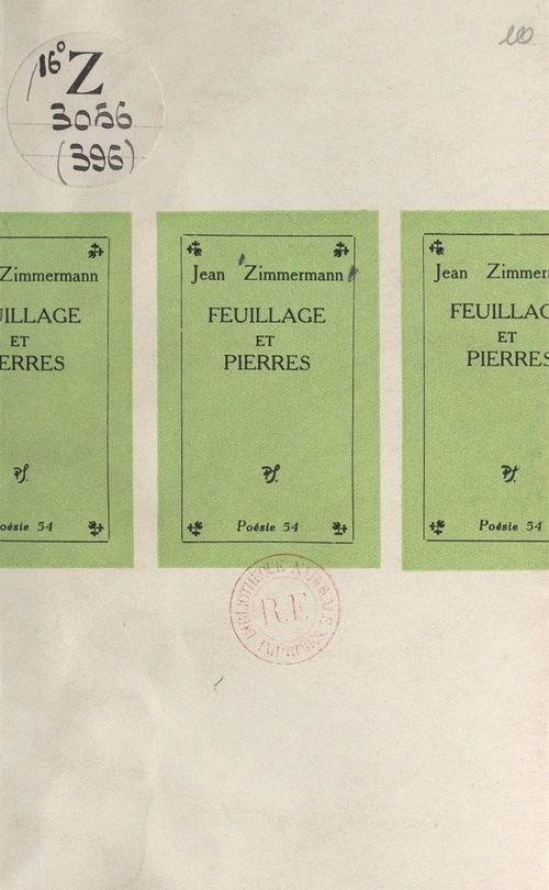 ebook cover of Feuillage et pierres, by Jean Zimmermann