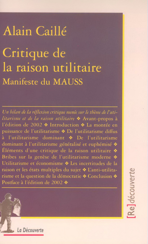 Couverture ebook de Critique de la raison utilitaire, de Alain Caillé