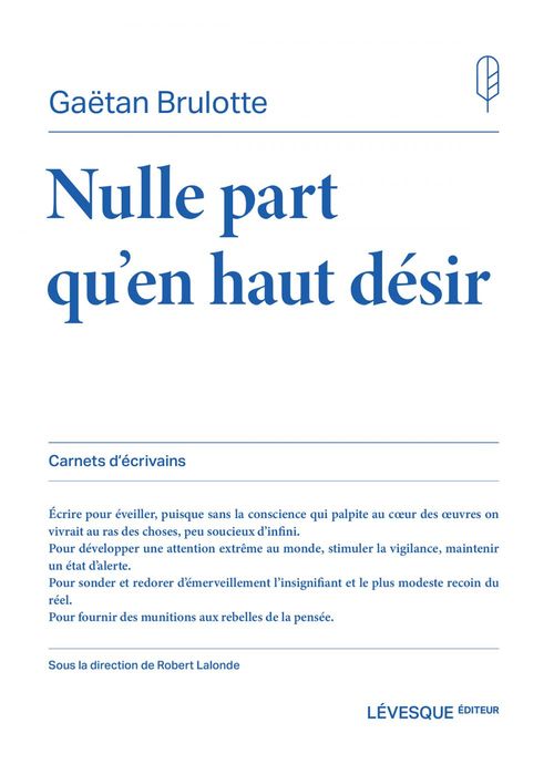ebook cover of Nulle part qu'en haut désir, by Gaëtan Brulotte