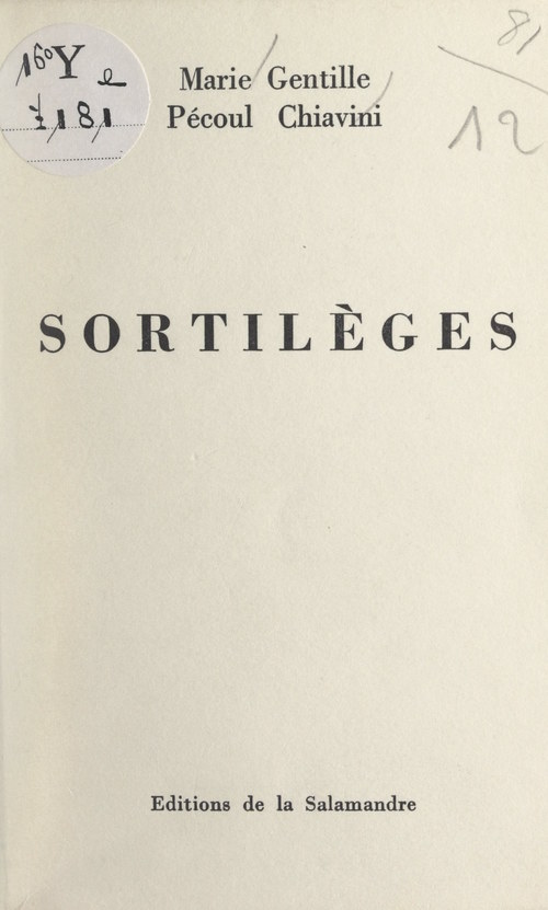 Couverture ebook de Sortilèges, de Marie Gentille, Pecoul Chiavini