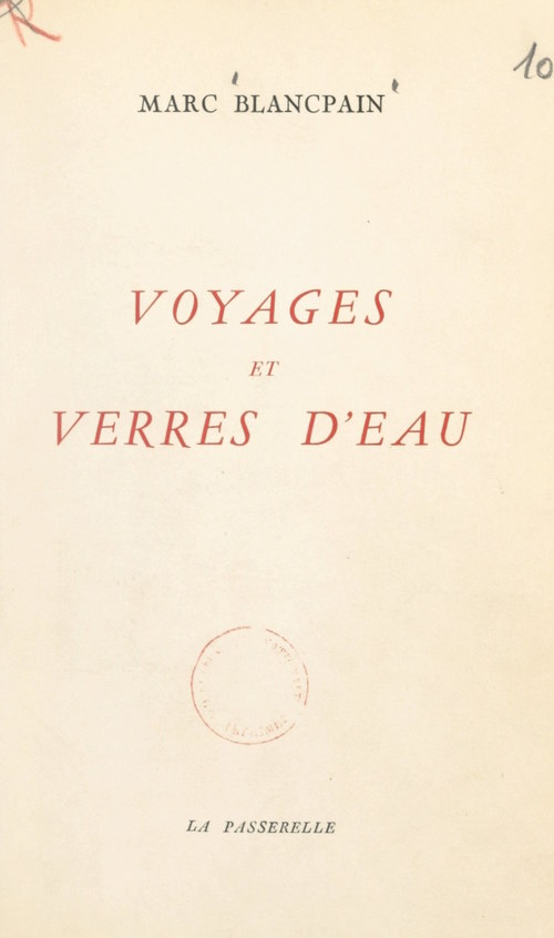 Couverture ebook de Voyages et verres d'eau, de Marc Blancpain