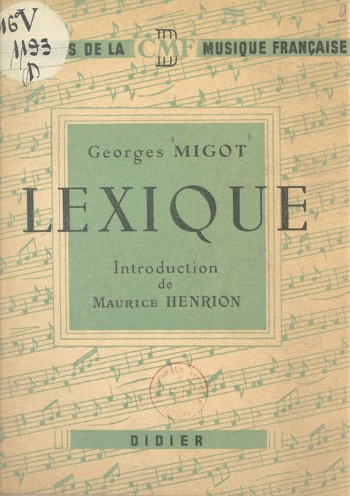Couverture ebook de Lexique de quelques termes utilisés en musique, de Georges Migot