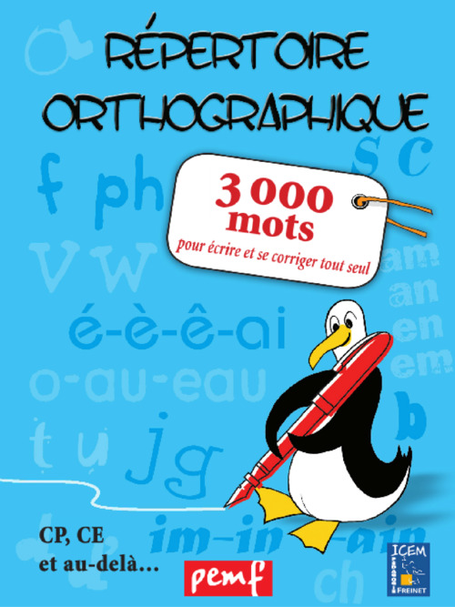 Couverture ebook de Répertoire Orthographique 3 000 mots, de Collectif