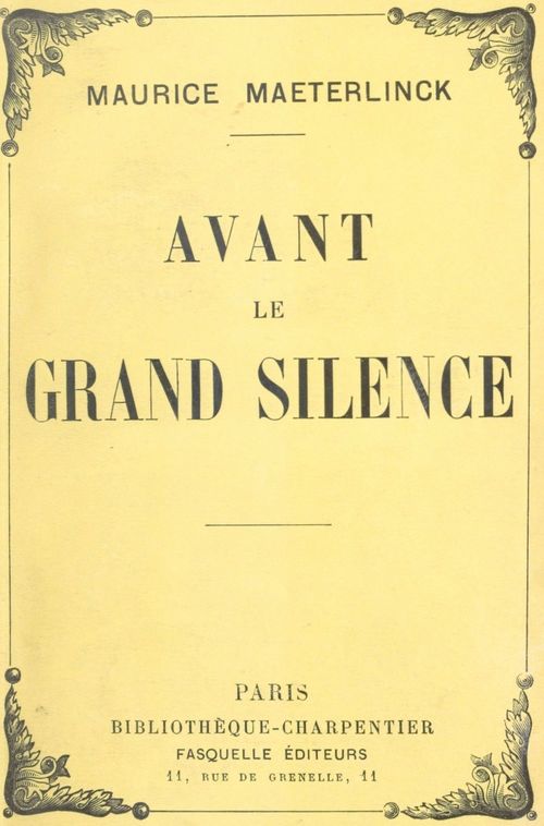 Couverture ebook de Avant le grand silence, de Maurice Maeterlinck