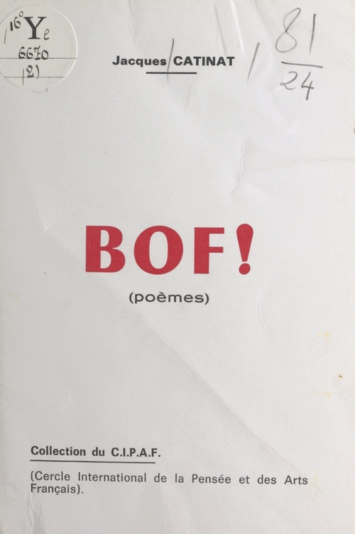 ebook cover of Bof !, by Jacques Catinat
