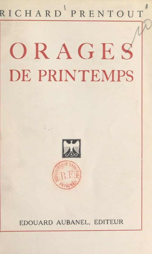 ebook cover of Orages de printemps, by Richard Prentout