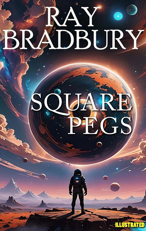 ebook cover of Square pegs. Illustrated, by Ray Bradbury