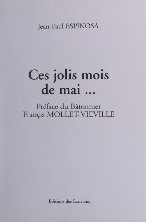 ebook cover of Ces jolis mois de mai..., by Jean-Paul Espinosa
