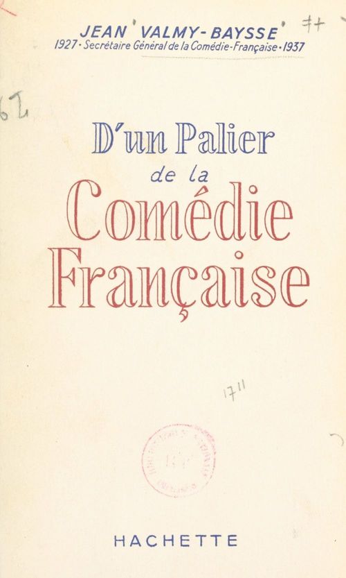 Couverture ebook de D'un palier de la Comédie française, de Jean Valmy-Baysse