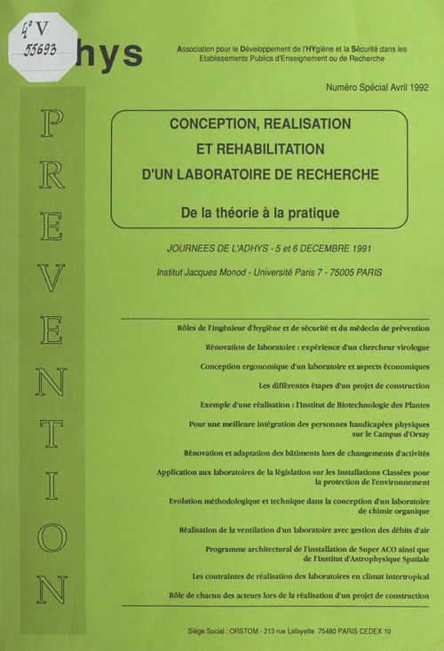 ebook cover of Conception, réalisation et réhabilitation d'un laboratoire de recherche : de la théorie à la pratique, by Association Pour Le Developpement De L'H