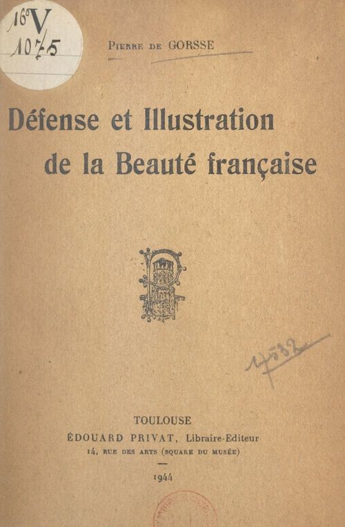 Couverture ebook de Défense et illustration de la beauté française, de Pierre De Gorsse
