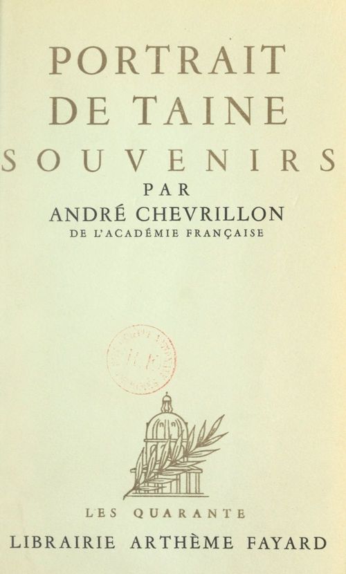 ebook cover of Portrait de Taine, by André Chevrillon