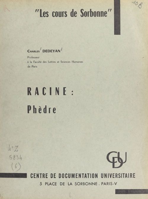 Couverture ebook de Racine : Phèdre, de Charles Dedeyan