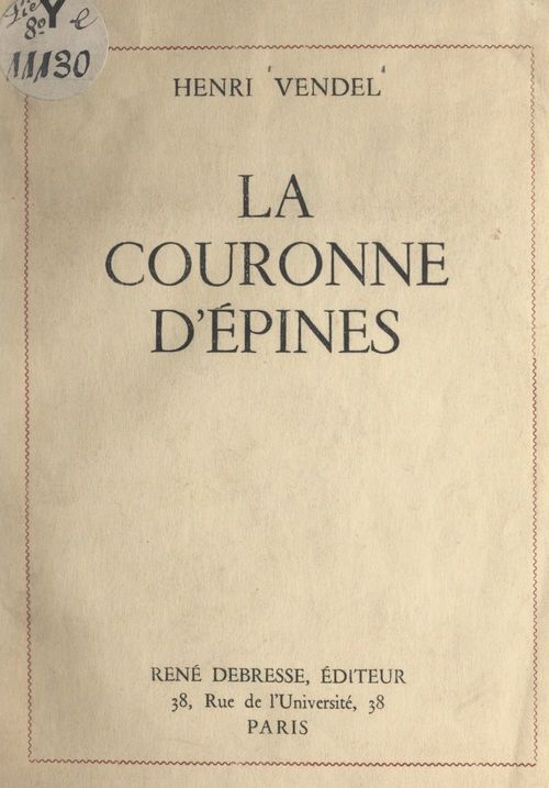 Couverture ebook de La couronne d'épines, de Henri Vendel