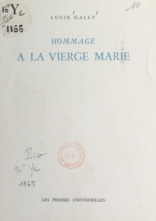 Couverture ebook de Hommage à la Vierge Marie, de Lucie Gally