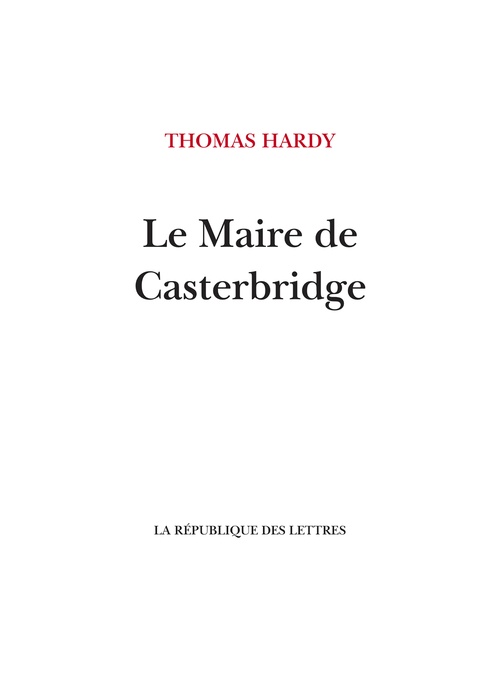 Couverture ebook de Le Maire de Casterbridge, de Thomas Hardy