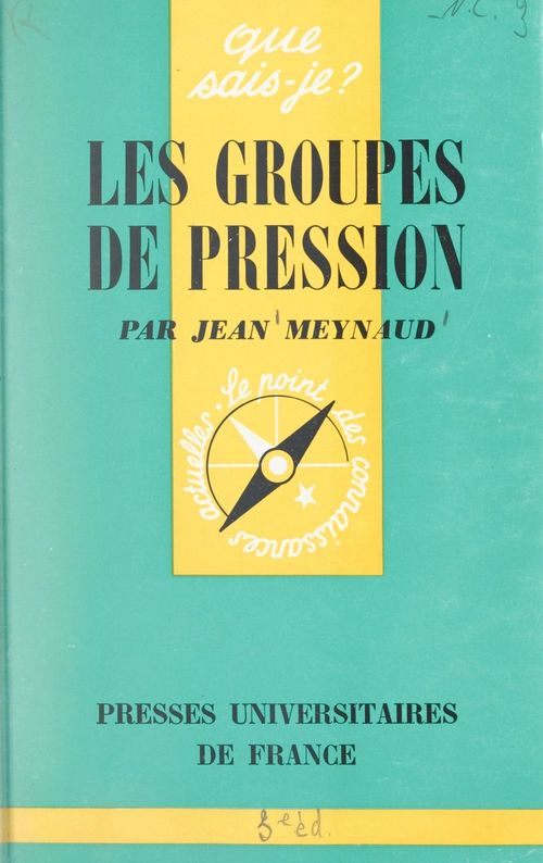 ebook cover of Les groupes de pression, by Jean Meynaud