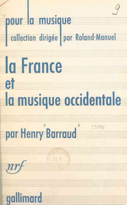 ebook cover of La France et la musique occidentale, by Henry Barraud