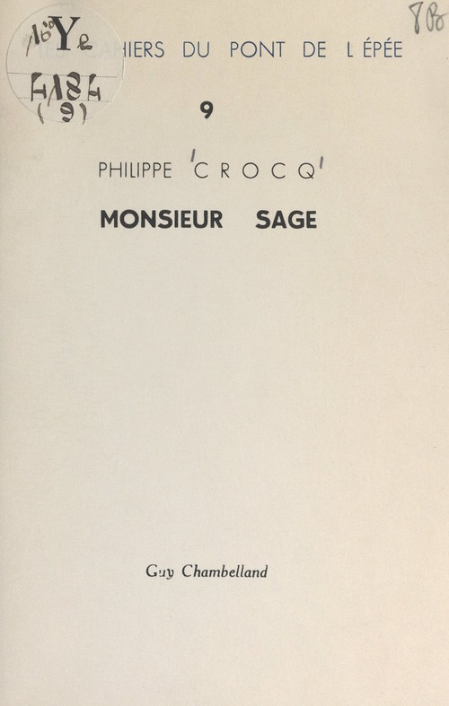 ebook cover of Monsieur Sage, by Philippe Crocq