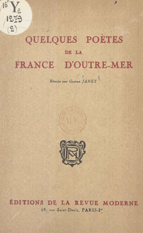Couverture ebook de Quelques poètes de la France d'outre-mer, de Collectif