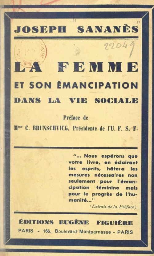 Couverture ebook de La femme et son émancipation dans la vie sociale, de Joseph Sananes