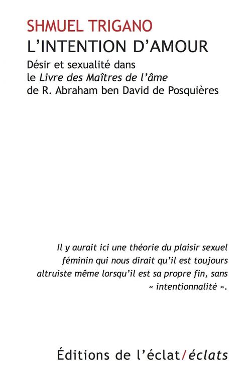 ebook cover of L'intention d'amour, by Shmuel Trigano
