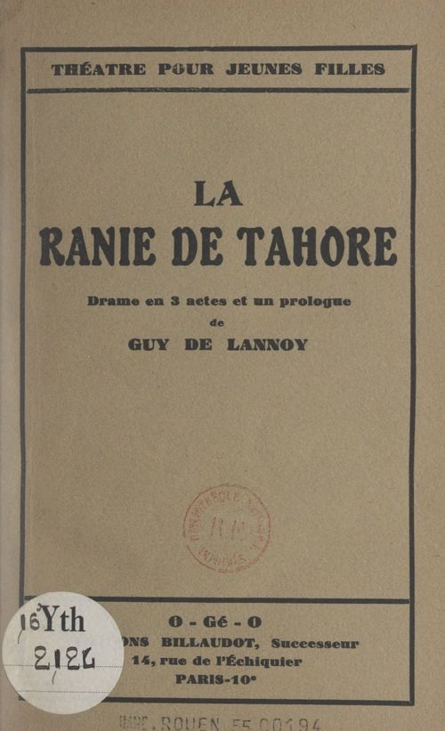 ebook cover of La Ranie de Tahore, by Guy De Lannoy