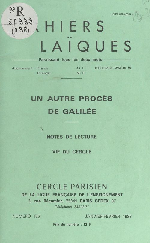 ebook cover of Un autre procès de Galilée, by Louis Lafourcade, R. Zouckermann