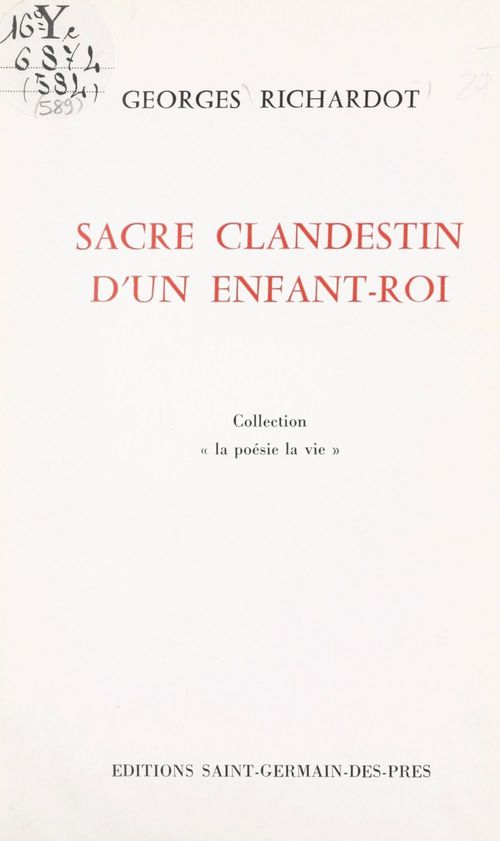 ebook cover of Sacre clandestin d'un enfant-roi, by Georges Richardot