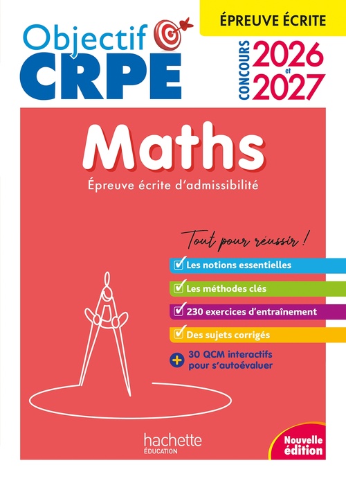 ebook cover of Objectif CRPE 2026-2027 - Maths - épreuve écrite d'admissibilité, by Jean-Christophe Tomasi, Emmanuelle Servat, Joseph Sansonetti, Katia Odiot, Erik Kermorvant